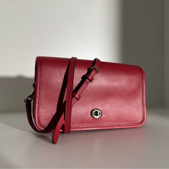 COACH Red Penny Smooth Glove Calf Leather Shoulder Crossbody Bag - Picture 5 of 14